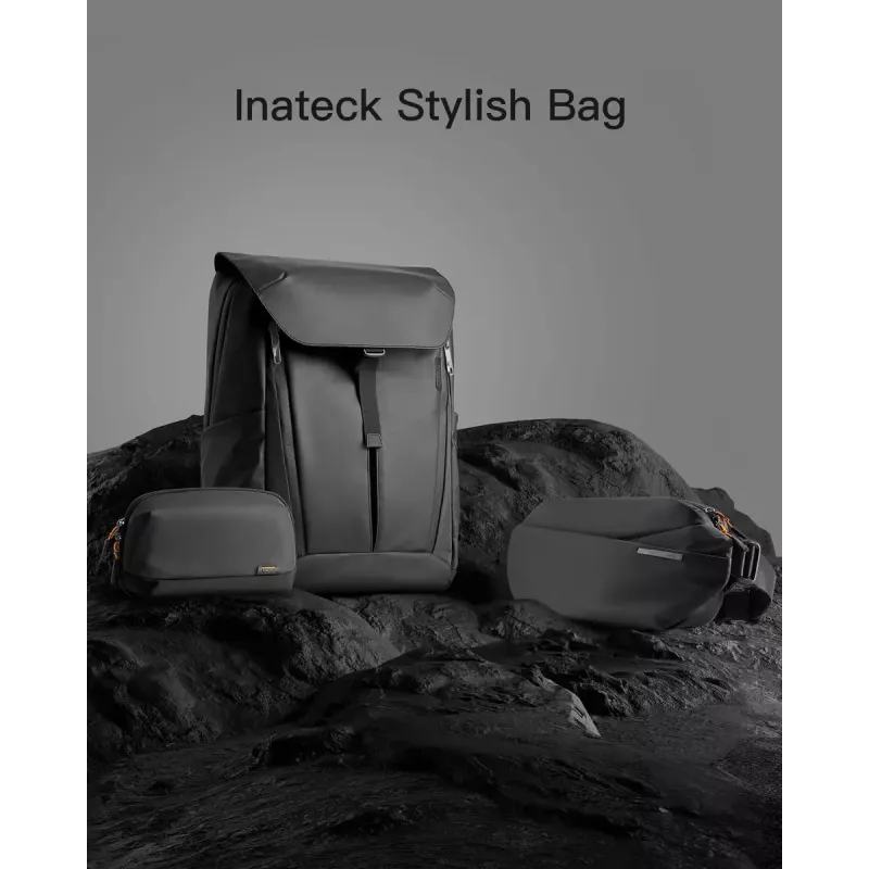 Pečių krepšys Inateck LB03014 – unisex poliesteris 900D, užtrauktuku, 4 L, juodas