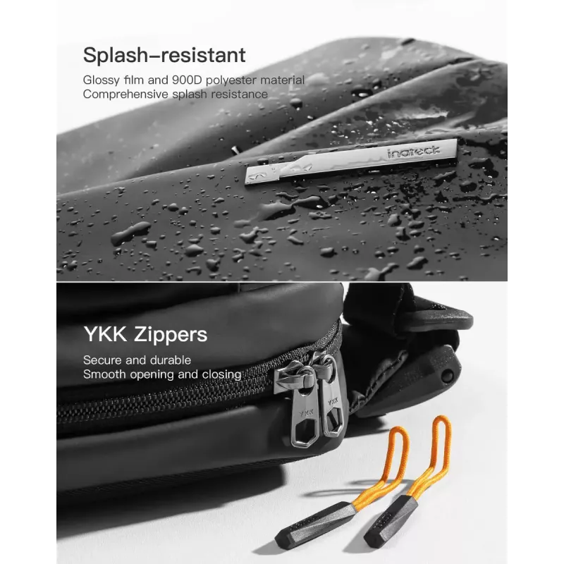 Pečių krepšys Inateck LB03014 – unisex poliesteris 900D, užtrauktuku, 4 L, juodas
