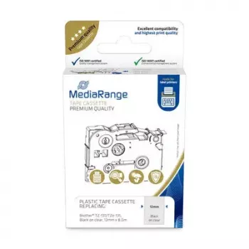 Plastikinė juostos kasetė MediaRange TZ-131 12 mm juoda ant skaidrios
