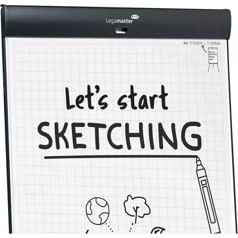 Legamaster SKETCH PRO mobilus flipchart su žvaigždiniu pagrindu iš plieno ir 5 ratais