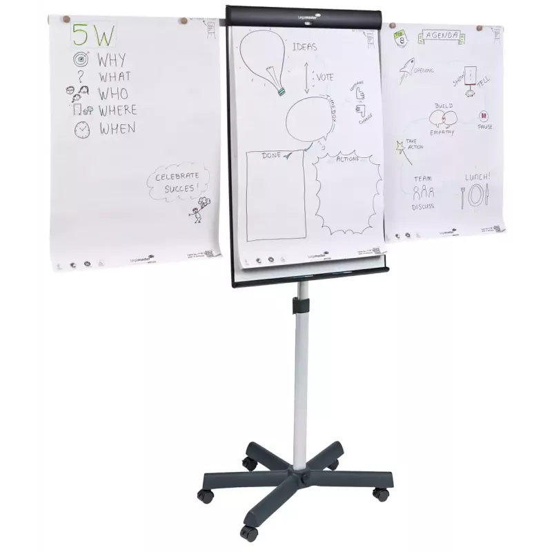 Legamaster SKETCH PRO mobilus flipchart su žvaigždiniu pagrindu iš plieno ir 5 ratais