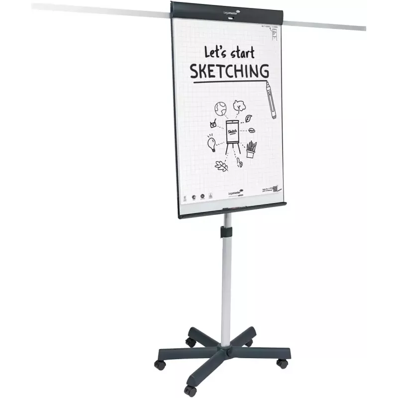 Legamaster SKETCH PRO mobilus flipchart su žvaigždiniu pagrindu iš plieno ir 5 ratais