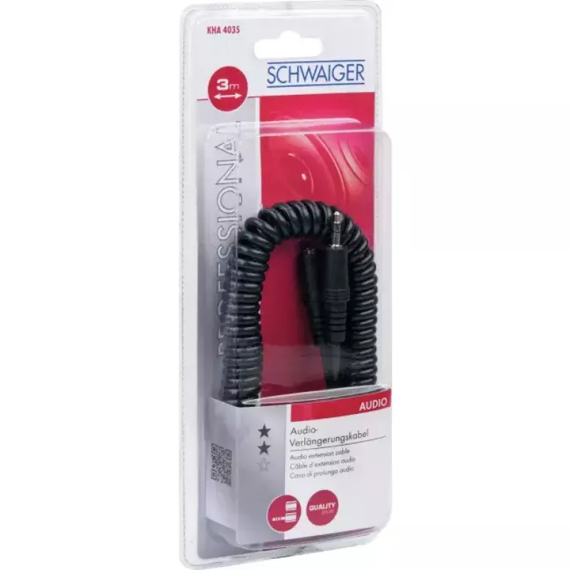 Audio kabelis Schwaiger KHA4035 3 m 3,5 mm lizdas į lizdą juodas