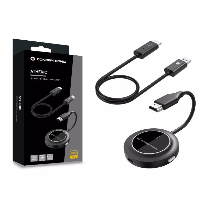Belaidis HDMI prailgintuvas CONCEPTRONIC ATHERIC02B – dongle, HDMI/USB, 1080p (1920×1080), USB maitinimas