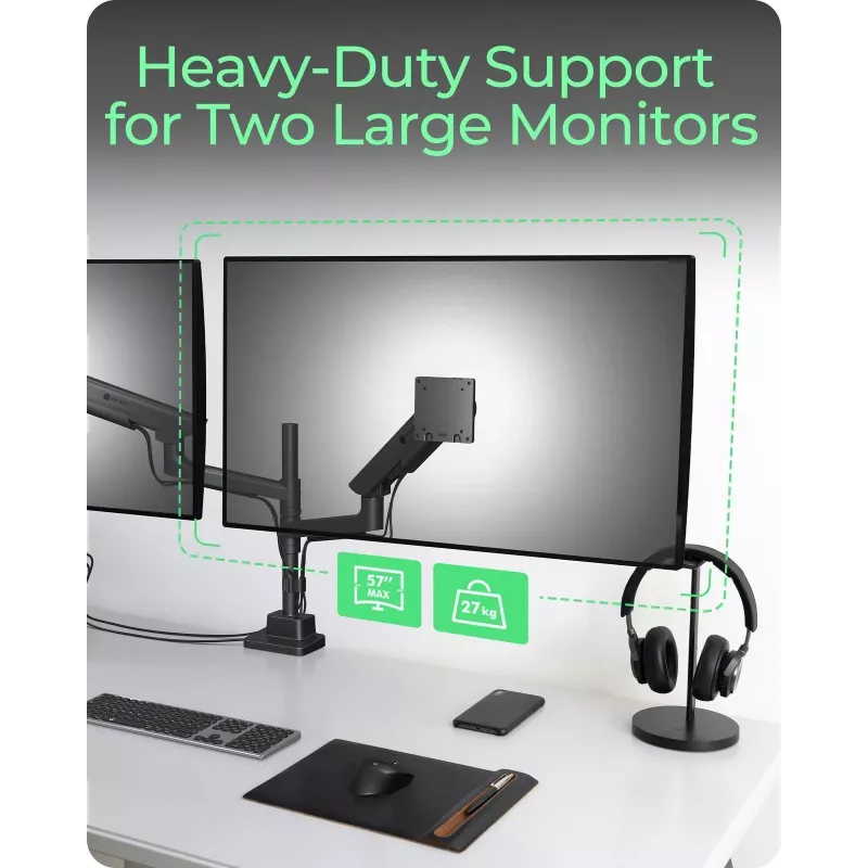 TVS / monitorio laikiklis ICY BOX IB-MS702-T dviems monitoriams iki 57 colių, stalas, juodas