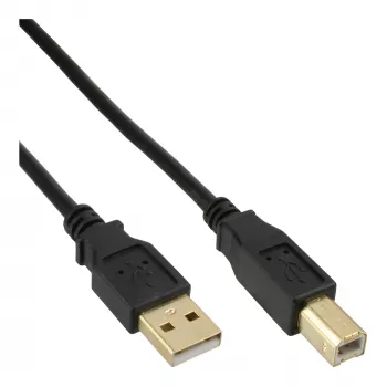InLine USB 2.0 laidas A tipo kištukas į B tipo lizdą, 1,5 m, juodas, auksuoti kontaktai
