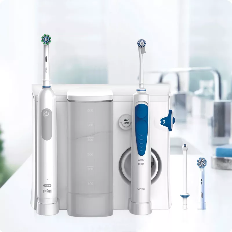 Oral-B Idropulsore Health Center suaugusiųjų sukamoji-švytuoklinė dantų šepetėlis, mėlyna, balta