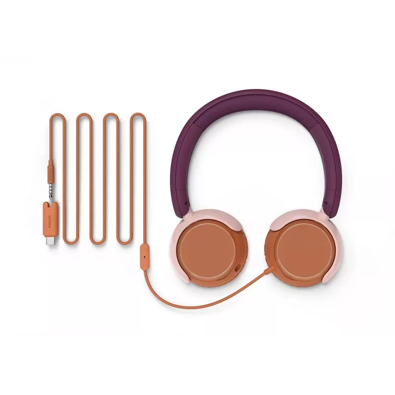 Philips 2000 serijos TAK2000MP/00 ausinės vaikams, laidinės, USB-C, oranžinė/violetinė/rožinė