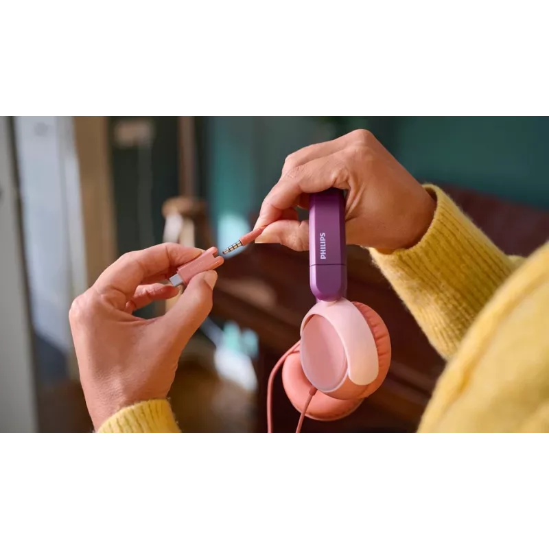 Philips 2000 serijos TAK2000MP/00 ausinės vaikams, laidinės, USB-C, oranžinė/violetinė/rožinė