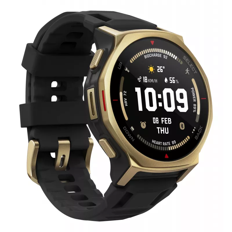 Amazfit T-rex 3 Pro 3,35 cm (1,32 colio) AMOLED 44 mm Skaitmeninis 466 x 466 pikseliai Liečiamas ekranas Auksinis Wi-Fi GPS (palydovas)