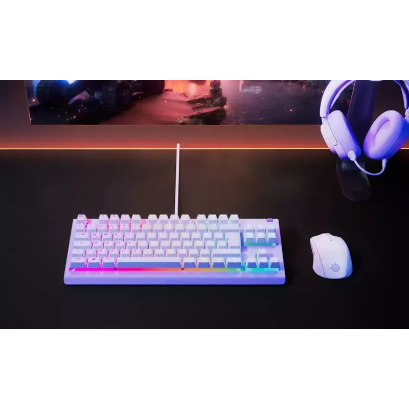 Mechaninio stiliaus TKL žaidimų klaviatūra STEELSERIES Apex 3 TKL US RGB foninis apšvietimas, be skaičių bloko, US išdėstymas
