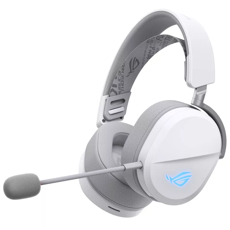 Ausinės ASUS ROG Pelta, belaidės ir laidinės, žaidimų, ausinė juosta, USB Type-C, Bluetooth, balta