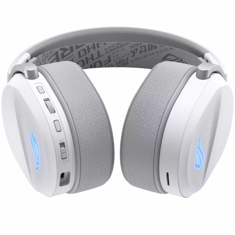 Ausinės ASUS ROG Pelta, belaidės ir laidinės, žaidimų, ausinė juosta, USB Type-C, Bluetooth, balta