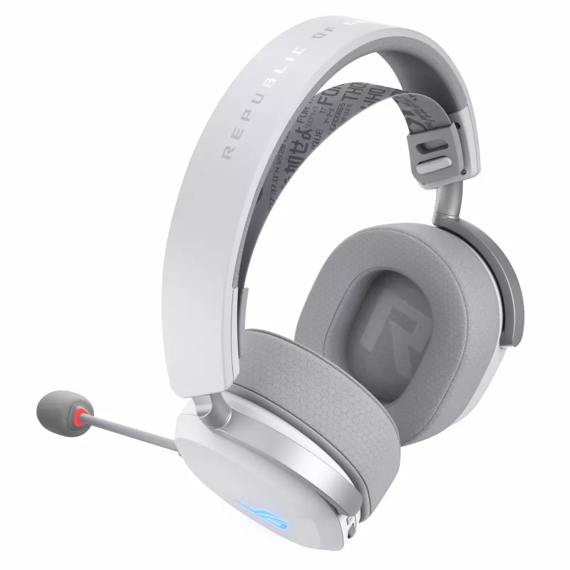 Ausinės ASUS ROG Pelta, belaidės ir laidinės, žaidimų, ausinė juosta, USB Type-C, Bluetooth, balta