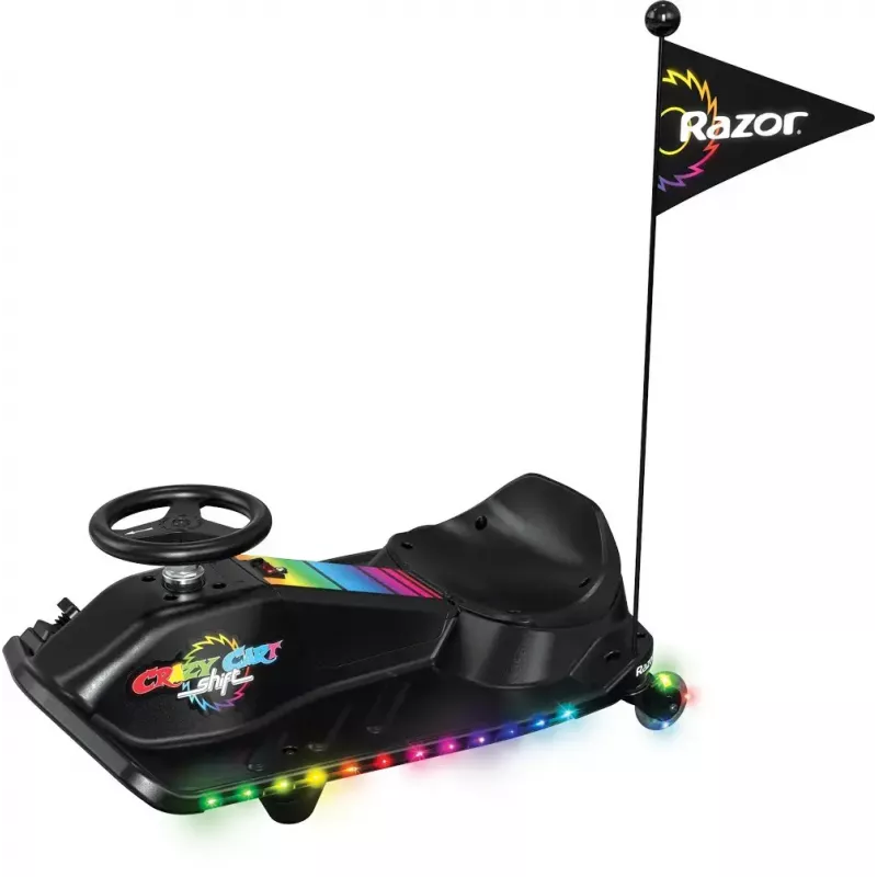 Elektrinis drift kartas Razor CRAZY CART Shift Lightshow – įkraunama ličio baterija, LED šviesų šou, 13 km/h, 40 min