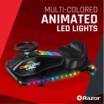 Elektrinis drift kartas Razor CRAZY CART Shift Lightshow – įkraunama ličio baterija, LED šviesų šou, 13 km/h, 40 min