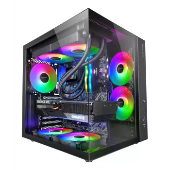 Korpusas TACENS Mars Gaming MCV-ONE Midi Tower – Juodas, ATX/Micro-ATX/Mini-ITX, grūdintas stiklas, palaiko 120 mm ventiliatorius