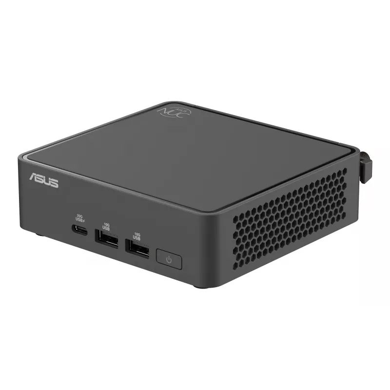 Mini PC barebone ASUS NUC 15 Pro Black — Intel Core Ultra 5, DDR5 iki 96 GB, M.2 SSD, Wi‑Fi 7, Bluetooth 5.4, 1x RJ‑45, 120W maitinimo šaltinis