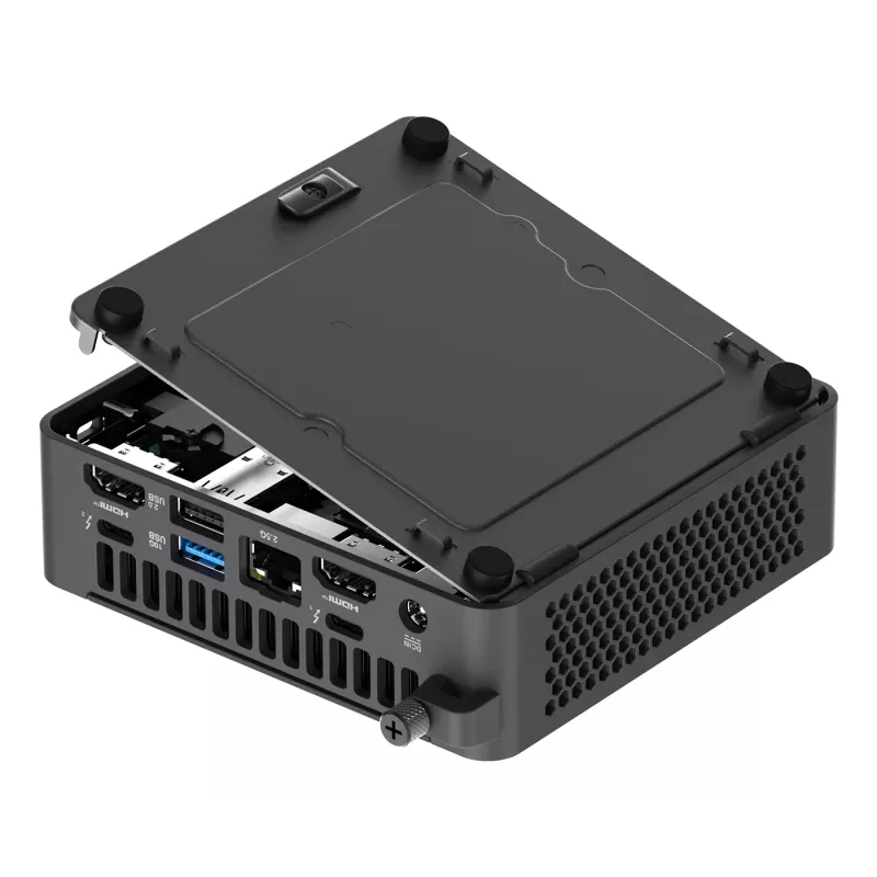 Mini PC barebone ASUS NUC 15 Pro Black — Intel Core Ultra 5, DDR5 iki 96 GB, M.2 SSD, Wi‑Fi 7, Bluetooth 5.4, 1x RJ‑45, 120W maitinimo šaltinis