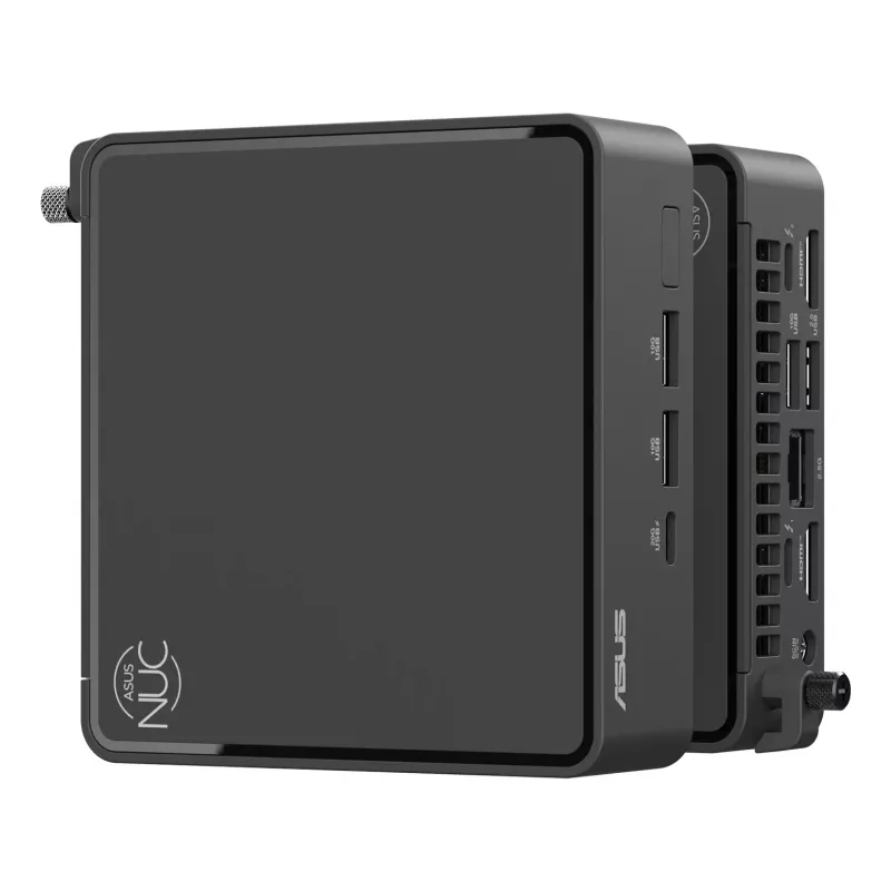 Mini PC barebone ASUS NUC 15 Pro Black — Intel Core Ultra 5, DDR5 iki 96 GB, M.2 SSD, Wi‑Fi 7, Bluetooth 5.4, 1x RJ‑45, 120W maitinimo šaltinis
