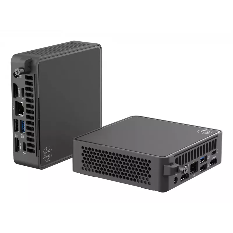 Mini PC barebone ASUS NUC 15 Pro Black — Intel Core Ultra 5, DDR5 iki 96 GB, M.2 SSD, Wi‑Fi 7, Bluetooth 5.4, 1x RJ‑45, 120W maitinimo šaltinis