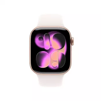 Išmanusis laikrodis Apple Watch Series 11 GPS + Cellular 42mm rožinio aukso aliuminio korpusas su šviesiai rožiniu Sport Band M/L dirželiu, OLED 374×446, 64GB, 50m