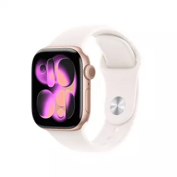 Išmanusis laikrodis Apple Watch Series 11 GPS + Cellular 42mm rožinio aukso aliuminio korpusas su šviesiai rožiniu Sport Band M/L dirželiu, OLED 374×446, 64GB, 50m