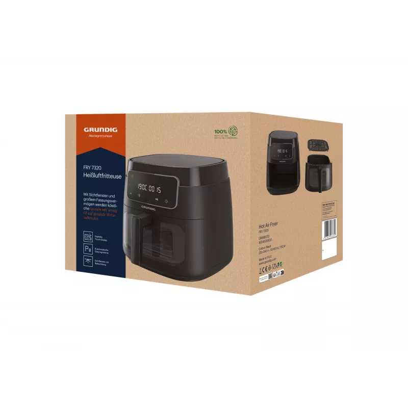 Grundig FRY 7320 Karšto oro gruzdintuvė 7,6 L 1900 W Juoda