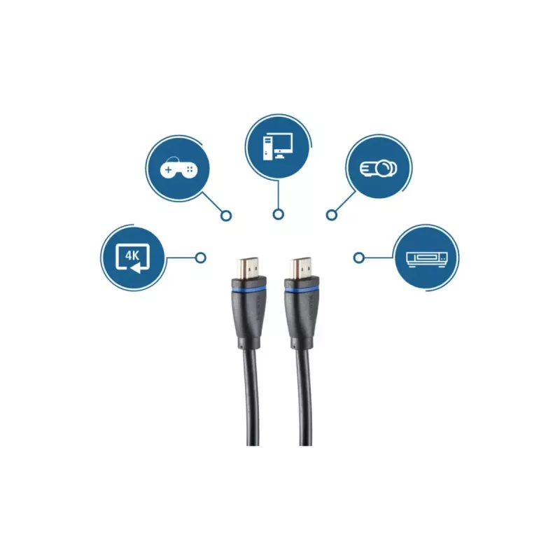 HDMI kabelis ShiverPeaks BS10-05075 10m Type A Kištukas-Kištukas Juodas Mėlynas