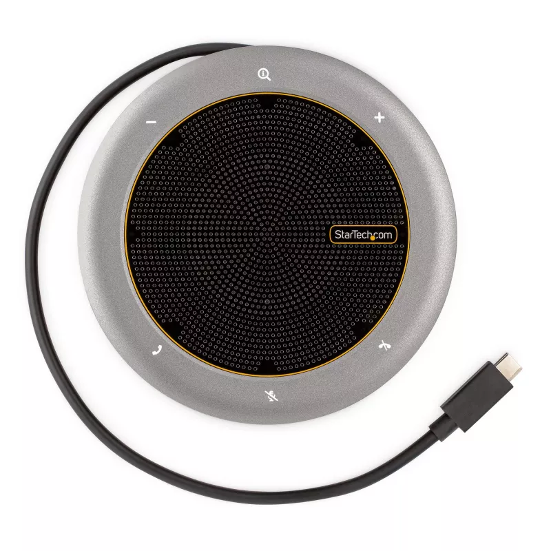 „StarTech.com“ USB-C garsiakalbio ir dokų stotelė su konferenciniu garsiakalbiu, USB-C į VGA/4K HDMI, 2x USB-A šakotuvu, mikrofonu/garsiakalbiu, skirta „Teams“/„Zoom“/programiniams telefonams