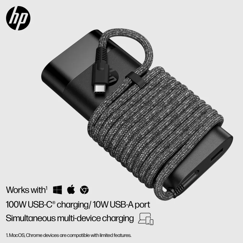 HP 110W USB-C nešiojamojo kompiuterio įkroviklis, vidaus, 43–63 Hz, 110 W, 5V/9V/12V/15V/20V, 1.6 A