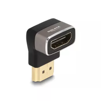 DeLOCK HDMI adapteris kištukas į lizdą 90° į viršų 8K 60 Hz pilkas metalinis