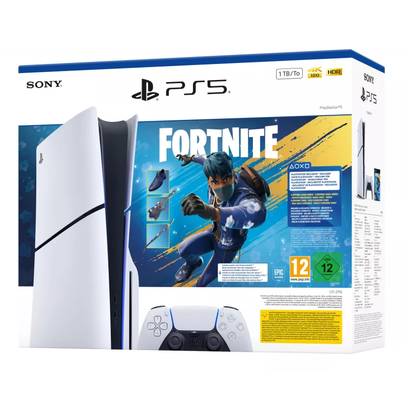 Sony PlayStation 5 Fortnite Flowering Chaos Bundle 1 TB Wi-Fi juoda, balta