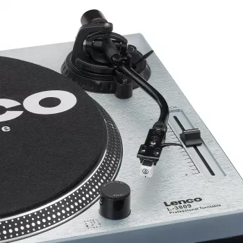 Tiesioginės pavaros vinilinė patefonė Lenco L-3809ME – rankinis, USB A tipas, metalinis mėlynas