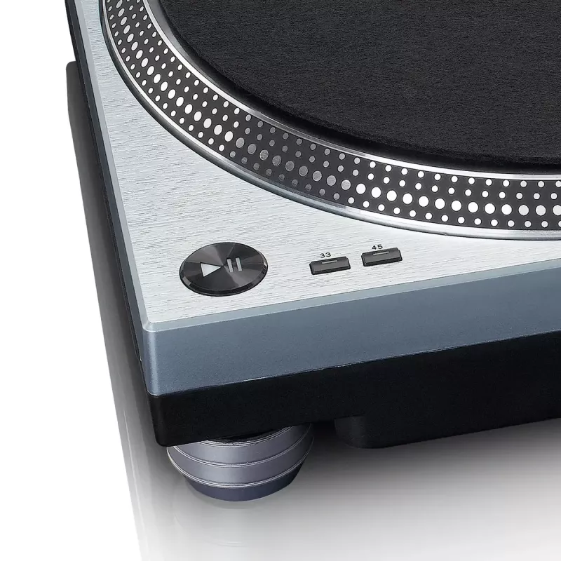 Tiesioginės pavaros vinilinė patefonė Lenco L-3809ME – rankinis, USB A tipas, metalinis mėlynas