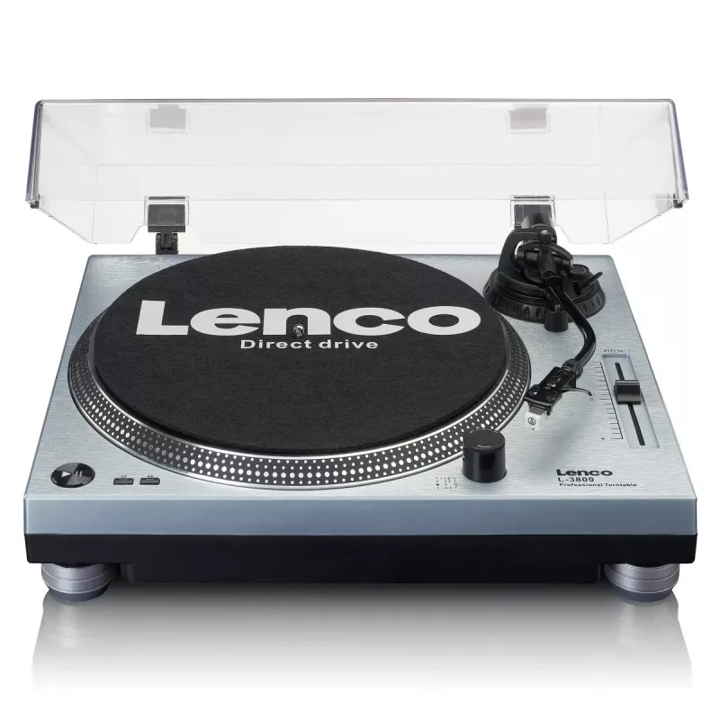 Tiesioginės pavaros vinilinė patefonė Lenco L-3809ME – rankinis, USB A tipas, metalinis mėlynas