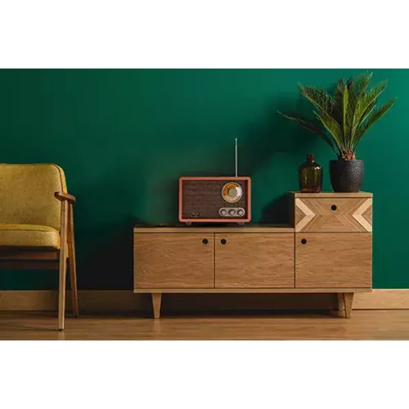 Nešiojamas radijo imtuvas Adler AD 1171 – AM/FM, 10 W RMS, Bluetooth, išorinė antena, bronzinis, 290×200×172 mm
