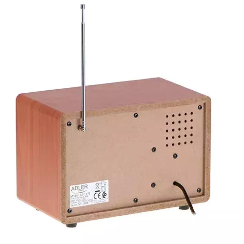Nešiojamas radijo imtuvas Adler AD 1171 – AM/FM, 10 W RMS, Bluetooth, išorinė antena, bronzinis, 290×200×172 mm