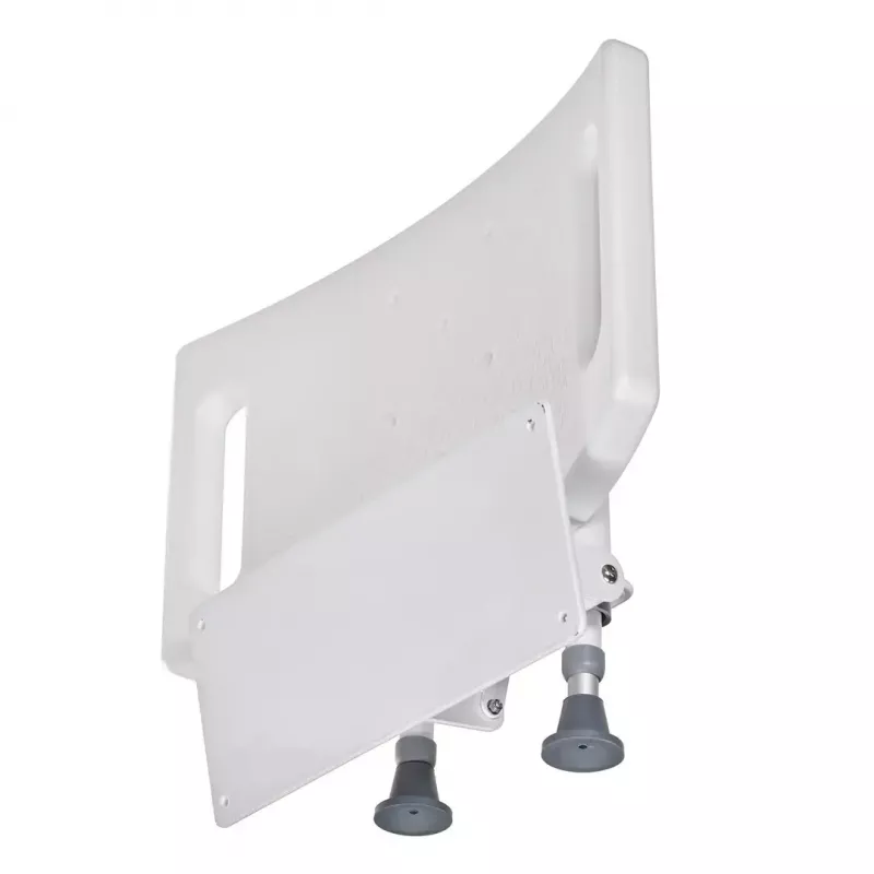 Sieninė sulankstoma dušo kėdė ActionMed KP600AM – balta, ergonomiška sėdynė, reguliuojamos neslystančios kojelės, 3 kg