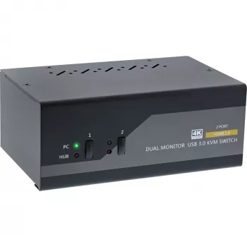 KVM Desktop Switch InLine 62652I 2 prievadų dvigubo monitoriaus HDMI 4K USB 3.0 garsas