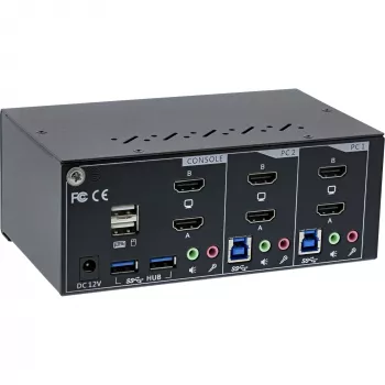 KVM Desktop Switch InLine 62652I 2 prievadų dvigubo monitoriaus HDMI 4K USB 3.0 garsas
