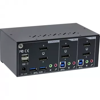 InLine KVM stalinis jungiklis, 2 prievadai, dviejų monitorių DP 1.2, 4K, USB 3.0, garsas