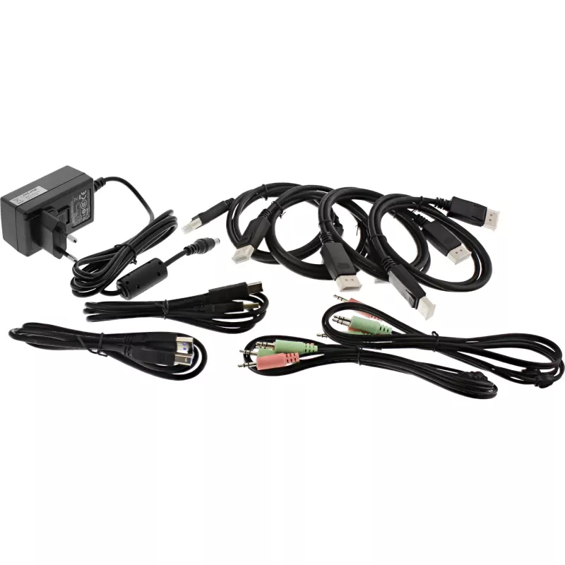 InLine KVM stalinis jungiklis, 2 prievadai, dviejų monitorių DP 1.2, 4K, USB 3.0, garsas