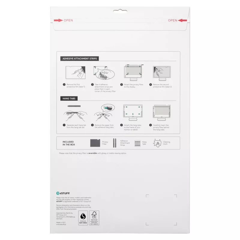 eSTUFF GLBB24536303 ekrano privatumo filtras 61 cm (24 colių) Monitoriui be rėmelio