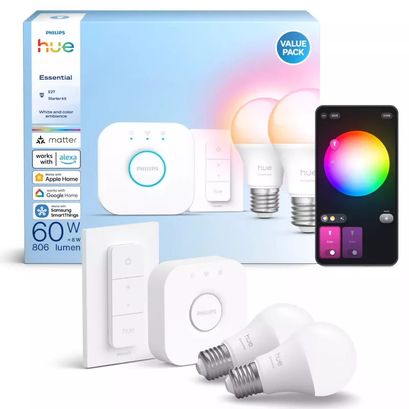 Išmanioji LED lemputė Philips Hue White and colour ambience E27 Bluetooth 8 W, 111 mm, 6 cm Ø (2 vnt. pakuotė)