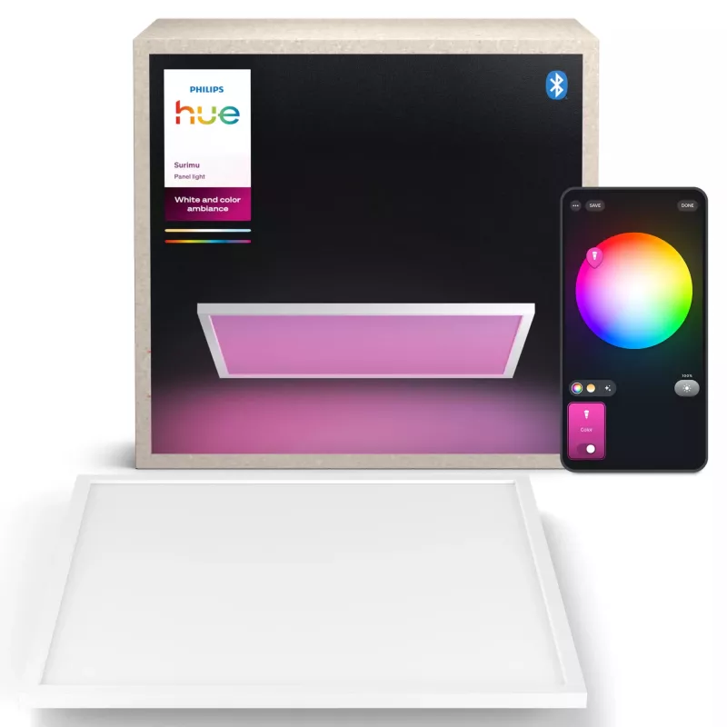 Philips Surimu Square Panel LED lubinis šviestuvas su Bluetooth, baltas, aliuminis korpusas, 220–240V