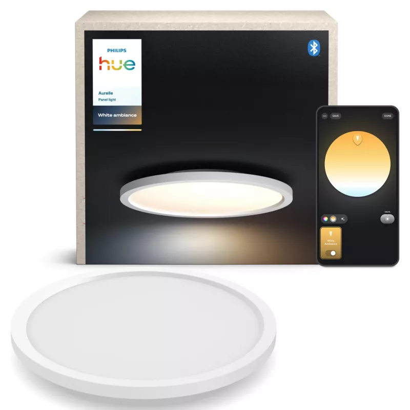 Philips Aurelle Hue apvalus lubinis šviestuvas, išmanus, Bluetooth/Zigbee, baltas, LED, aliuminis, reguliuojamas