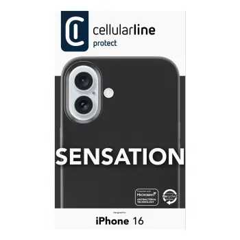 Cellularline Sensation - iPhone 16 minkšto prisilietimo silikoninis dėklas, Juodas