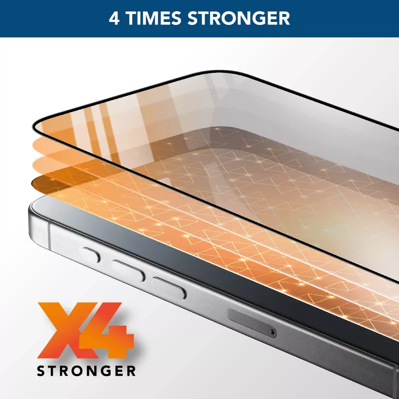 Cellularline Fortified Xtreme Glass iPhone 16 – itin tvirtas grūdintas stiklas su sustiprintais kraštais