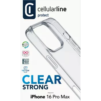 Cellularline Clear Protect - iPhone 16 Pro Max kietas dėklas su guminiais kraštais
